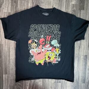 SpongeBob SquarePants Black XL Tee 2021 Viacom Patrick Mr Krabs Vintage